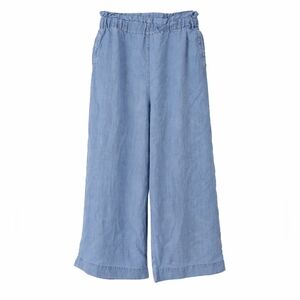 Chelsea & Theodore Womens Chambray Wide Leg Crop Pants Size L Elastic Waist